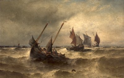 Fishing Boats at Sea by Theodore Weber